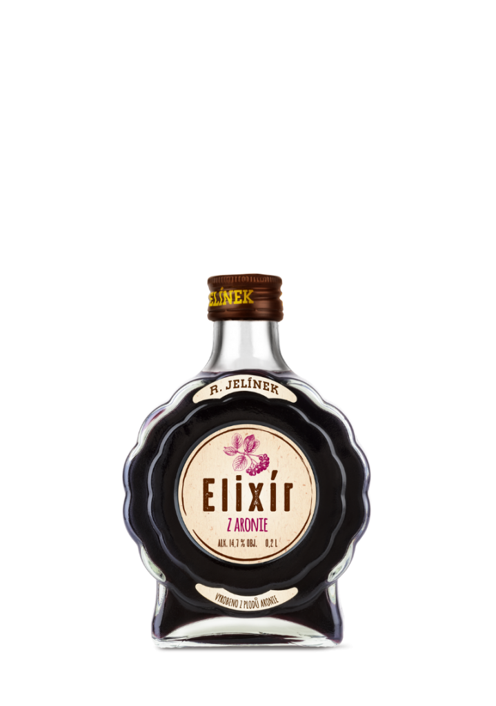 Elixír z arónie, tedy černého jeřábu, je likér bohatý na vitamín C a P.