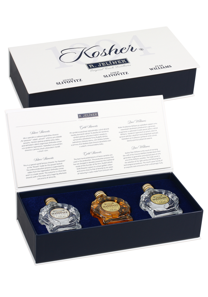 Potěšte své blízké dárkovým balením miniatur kosher destilátů vznikajících pod dohledem zástupců židovské organizace udílející košer certifikát.